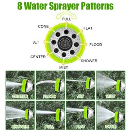 Dog Washing Hose Attachment, 8-in-1 Sprayer Mode Garden Hose Nozzle with Pet Bathing Brush and 100cc Soap Dispenser Bottle, Adopted in Watering Flowers, Car Wash, Dog and Horse Showering (Green)