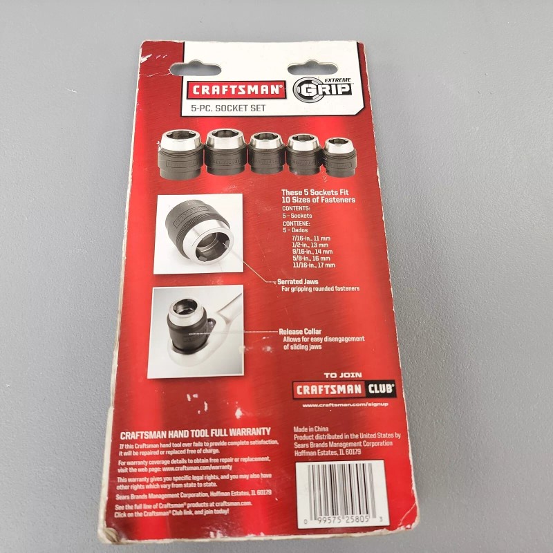 CRAFTSMAN 912757 Extreme Grip 5 Piece Socket Set 3/8" Drive