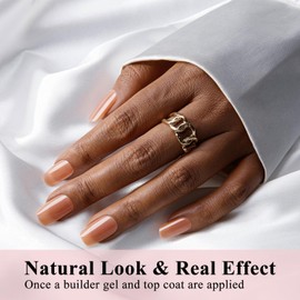SXVME Soft Gel Nail Tips Medium Square 300Pcs Pre-applied Tip Primer Nail Tips, Natural Brown Colored Gel Tips Acrylic Fake Nails Extensions Nude False Nails Press ons for Easy DIY