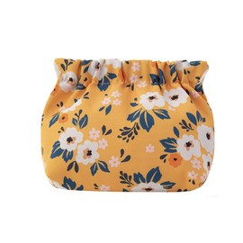 bolukets Small Makeup Bag Travel Toiletry Bag For Women Girls 13x5x13CM, Portable Cute Printed Storage Bag Aesthetic Organizer Pouch for Lipstick Cosmetic Keychain Small Items(Yellow Flower)
