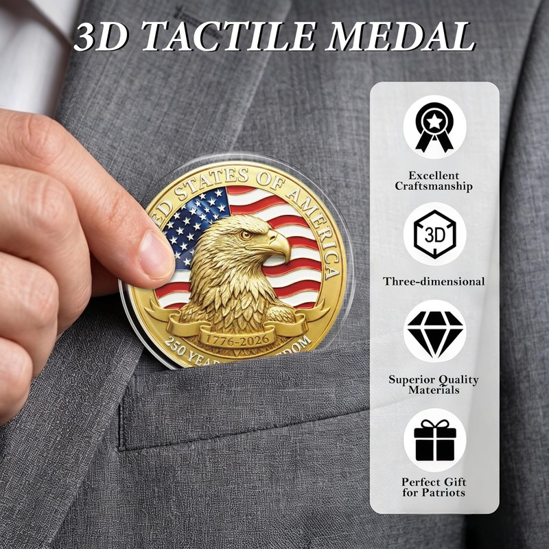 USA 250th Anniversary Commemorative Coin, American Eagle Collectible Coin
