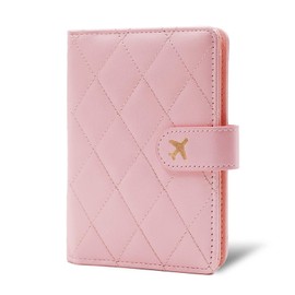 Melsbrinna Premium Leather Passport Holder Covers Case, Waterproof Rfid Blocking Travel Wallet Passport Holder with Pen Holder, Cute Passport Book for Women/Men, LG PINK, Travel