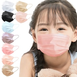 [Bijoubox] マスク プリーツマスク 不織布 カラーマスク 51枚入 血色 カラー 小さめ (小顔) 普通 サイズ 子供用マスク 使い捨てマスク 血色マスク やわらかマスク (子供サイズ, ベビーピンク) bpkx