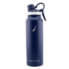 Nautica Double Wall Stainless Steel Tumbler With Screw-On Cap, 40 oz Cold And Hot Drink (Navy)