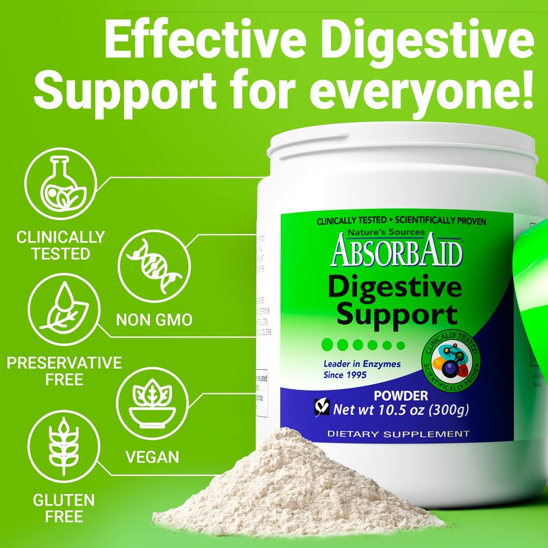 AbsorbAid Digestive Enzymes 300 Grams, Proven to Increase Vital Nutrient