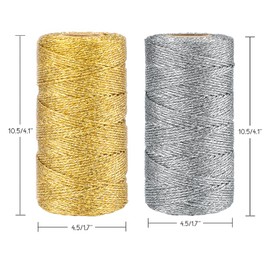 G2PLUS 200 m Gold and Silver Metallic Cord, 1.5 mm Cord Twine DIY Craft Cord, Packaging Cord for Gift Paper, Decoration, Crafts