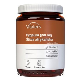 Vitaler's Pygeum 500 mg - 60 Capsules, Vegan, 1 Month Intake, No Preservatives, Pure Composition