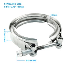 Jiozermi 1.75 Inch V Band Clamp with Flange Male Female Stainless Steel for Turbo Exhaust Down pipes Flange Kit Racing Ford Pickup Truck Exchange Exhaust Accessories