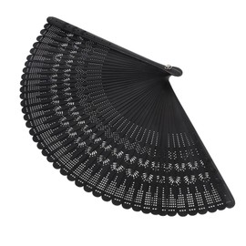 DOITOOL Small Folding Hand Fan for Women, Foldable Chinese Japanese Vintage Bamboo Silk Fans, Wooden Folding Fans Hanheld Fans for Dance, Performance, Decoration, Wedding, Party (Black)