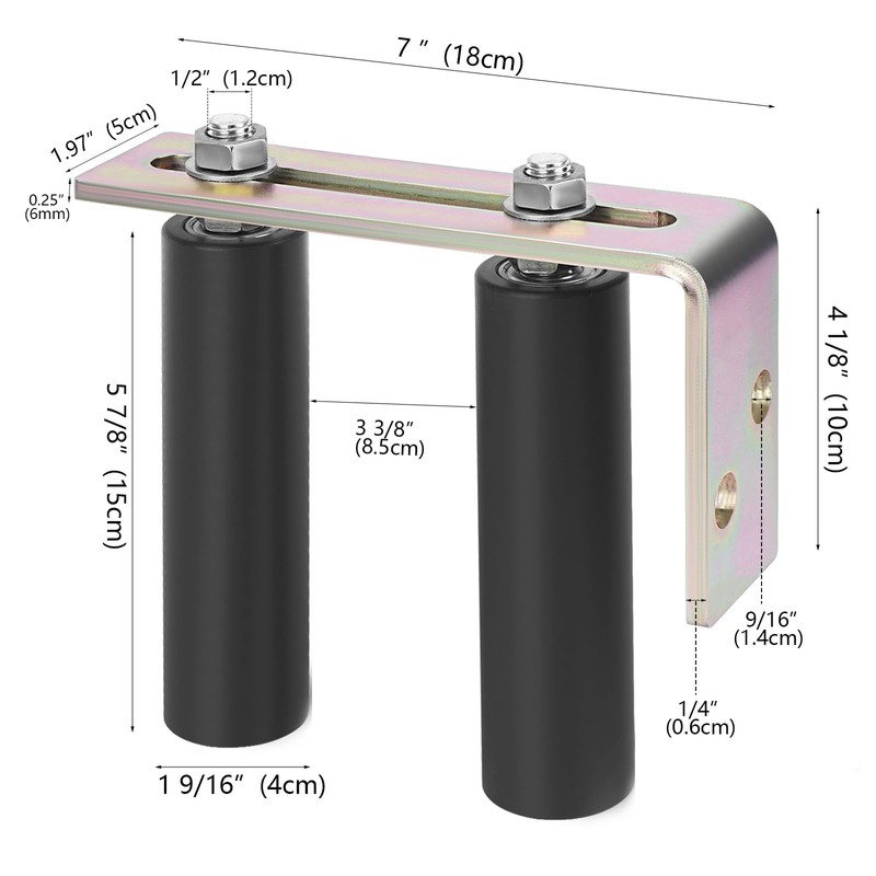 Universal Heavy Duty Slide Gate Guide Roller, 6" Nylon Rollers