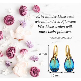 925 Silver Hanging Earrings with Austrian Crystal - Jewellery for Women and Girls - Pendant Earrings Ideal for Gifts for Women Ladies Silver Gold-Plated 24, Sterling Silver, Crystal