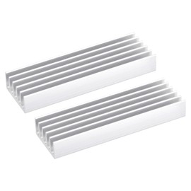 sourcing map 2 Pack M.2 SSD Heatsink Cooler with Thermal Pad Alloy Aluminium Heat Sink Cooling Sink for PC 70 x 22 x 10 mm Silver Tone