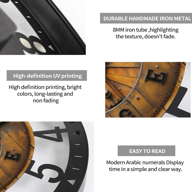 25cm Circular Iron Wall Clock with a Nautical Sextant Designsheet