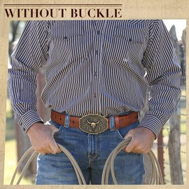 JKEEMI 2 Pack Western Leather Belt without Buckle, Mens Western Belt Cowboy Belts for Men Women Cowgirl Belt for Jeans