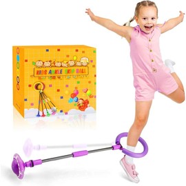 Ankle Skip Ball for Kids - Foldable Flash Wheel Skip Ball, Outside Game Toys for Kids & Adults:_red