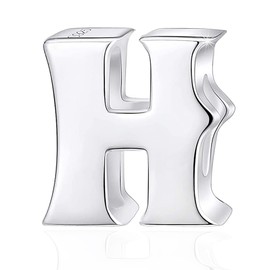 GEMDAZZ - Abalorio de plata de ley 925 con 26 letras del alfabeto, con inicial completa de la A a la Z, se adapta a pulseras europeas, regalo para madre/padre/hija/hija/amigas, Plata de ley, No es una