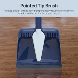 Casabella Wayclean Handheld Angled, Medium, Grey Dustpan and Brush Set, Green and Taupe