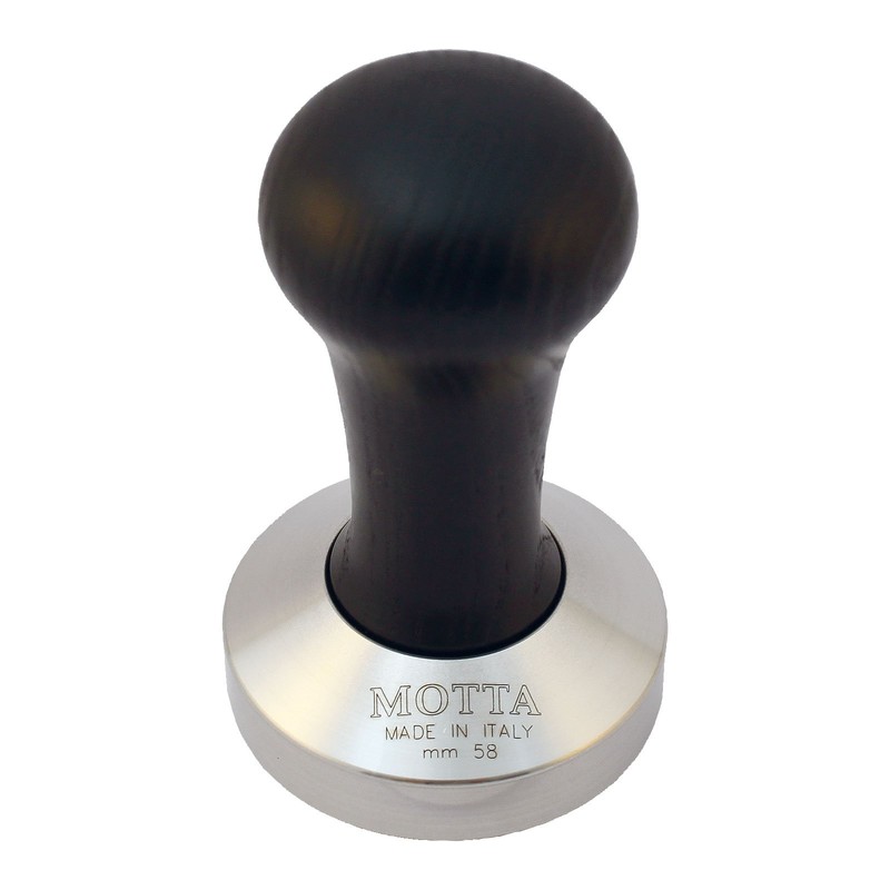 Motta 8150/B Tamper Stainless Steel Convex with Black Real Wood
