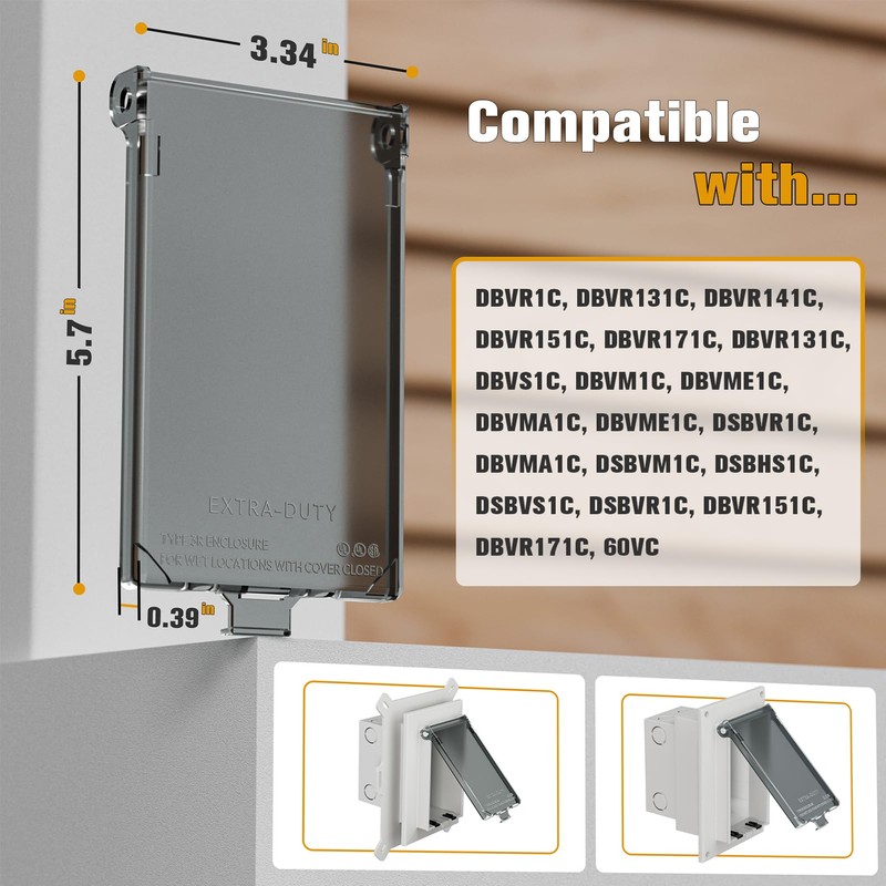 3Pcs Recessed Outlet Box Cover, DBVC-1 Replacement Cover, UV Rated,