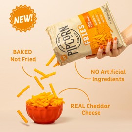 Heirloom Baked Cheddar Fries by Pipcorn - 5oz 6pk - Healthy Snacks, Gluten Free Snacks, Non-GMO, Upcycled Heirloom Corn Flour, Vegan, Baked Not Fried Snacks