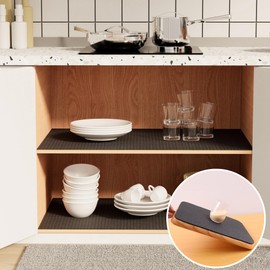 Black Shelf Liner for Under Sink, Strong Grip Non-Slip, 5 mm Thick, 24 × 197 Inch, Easy to Cut Kitchen Cabinet Liner for Tools Drawer