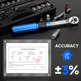 BULLTOOLS ‌1/4 Inch Drive Click Torque Wrench Set, 20-200 in.lb / 2.26-22.6 Nm Inch Pound Torque Wrench 90-Tooth Bike Torque Wrench Set with ±3% Accuracy for Bicycle and MTB Repair