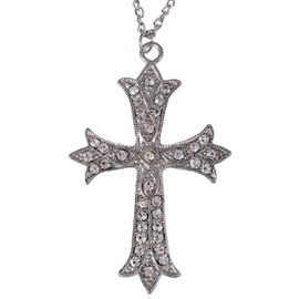 Alilang Vintage Inspired Reproduct Large Crystal Cross Necklace Pendant