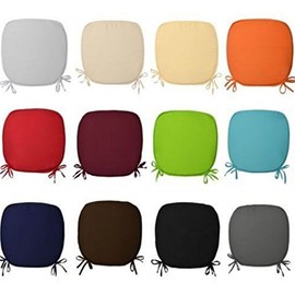 Mamushi REMOVABLE CHAIR SEAT PADS WITH TIES CHAIRS OFFICE HOME GARDEN FOAM CUSHIONS (pack of 2,4,6 & 8),In 12 colors. (pack of 4, Grey)