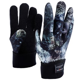 DIVESTAR Diving Neoprene Gloves for Men Women,3MM Camouflage Wetsuit Gloves Scuba Beach Gloves for Snorkeling Swimming Kayaking Sailing Canoeing Water Sports(L,Camo-3mm)