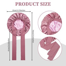 YueJieSelected Silk Bonnet Sleep Cap, Silk Bonnet Sleep Cap, Silk Satin Hair Cap for Night, Sleep Cap Hair Protect Cap Silk Hood for Sleeping (1 Light Powder), lightpink, 58