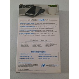 ChargeHubGO+ 5000 mAh All-in-One Charging Solution with Wireless Charging Pad &