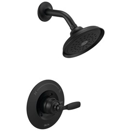 Delta Woodhurst 14 Series Shower Faucet Set, Matte Black Shower Head and Handle Set, Valve Trim Kit, Matte Black T14232-BL (Valve Not Included)