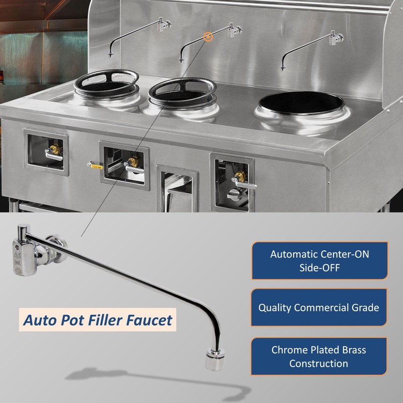AA Faucet Wok Range Center-On Automatic Faucet with 14" Spout
