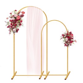 Metal Arch Backdrop Stand Set of 2 (7.2FT/6FT), Wedding Arch Stand Gold Backdrop Arch Stand, Wedding Arch Frame for Ceremony, Birthday Party, Baby Shower, Garden Arch Decoration