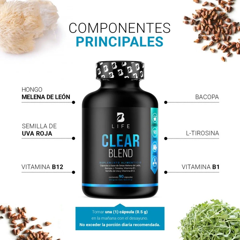 B-Life Nootrópico Natural | 90 Cápsulas | Concentración, Claridad Mental