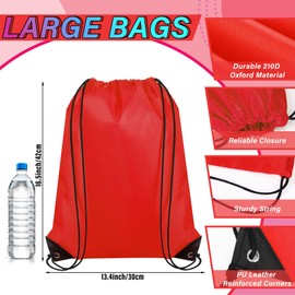 Silkfly 100 Pieces Drawstring Backpack Bags Bulk Portable Blank Cinch Storage Bags for Sports, School, DIY Gifts, Homeless, Social Assistance(Red)