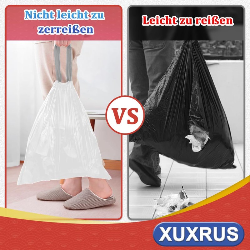 XUXRUS Bin Liners 10 Litre Bin Bags with Drawstring, Pack