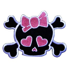 Graphic Dust Pink Crossbones Skull Embroidered Iron on Patch Jacket Backpack