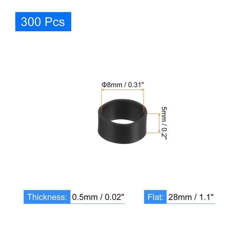 uxcell 300Pcs Silicone Rubber Bands, 8x5mm Rubber Bands Rings Cable
