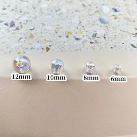 1000pcs Acrylic Round Beads 6mm AB Colors Craft Beads Round Spacer Beads with Holes for Earring Bracelet Necklace Key Chains Jewelry Making(White AB)