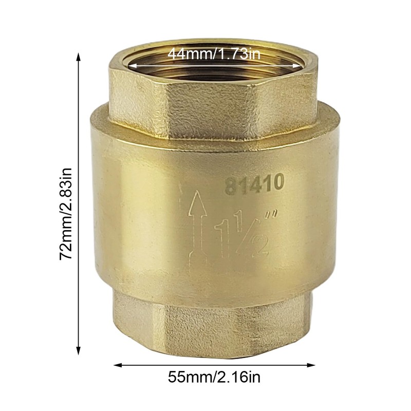 Backflow Preventer 1 1/2 Inch Brass, Anti-Backflow Check Valve, Vertical