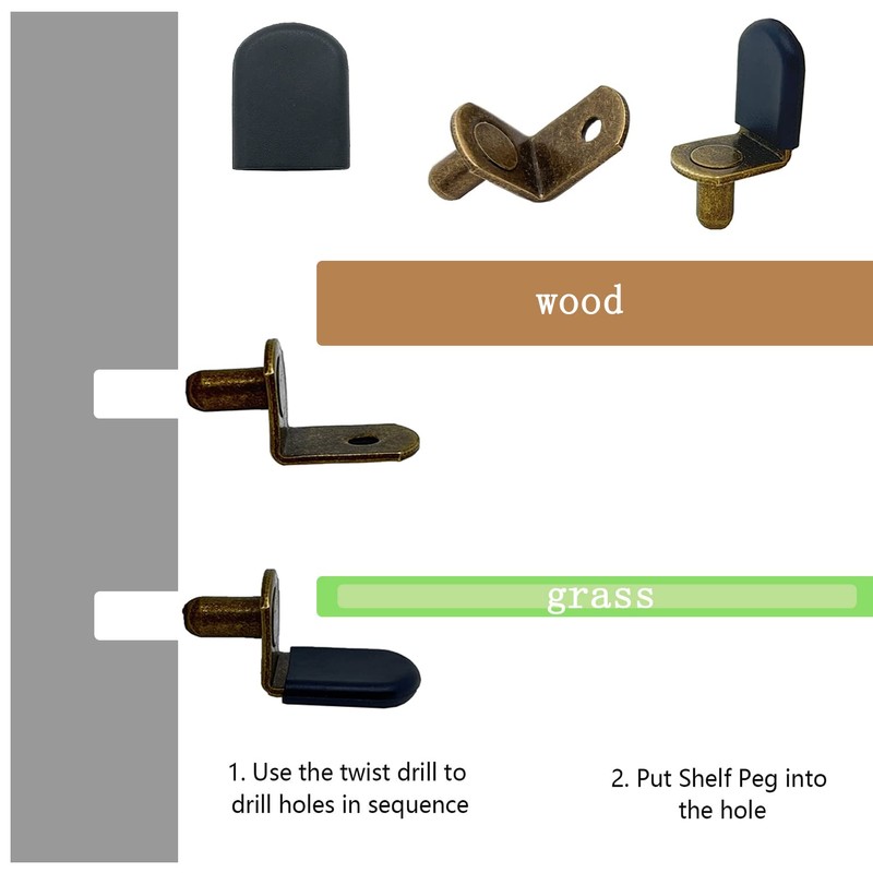 MYYZMY Bronze Shelf pins, 40pcs L-Shaped Clips 1/4 Inch Shelf