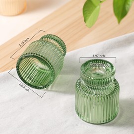 DARJEN 12 Pcs Glass Candlestick Holders- Green Taper Candlestick Holders Tealight Votive Candle Holders for Table Centerpieces, Wedding, Dinner Party, Home Decor