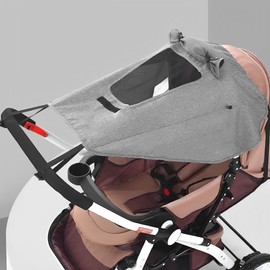 WYFCR Foldable Pram Sunshade Cover with Viewing Window for Strollers,Stroller Sun Shade Canopy for Pushchair, Windproof Waterproof Pram Sun Shade Cover, Easy to Install,Snooze Shade