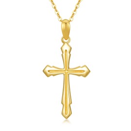 Rikelus 14K Gold Cross Necklace for Women Real Gold Cross Pendant Necklace and Chain Dainty Religious Cross Jewelry Gifts for Wife Girlfriend Her 16+1+1 inch