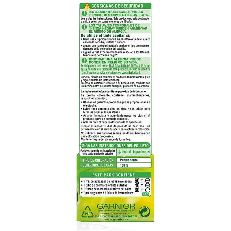 Garnier Nutrisse Creme Coloración Permanente Con Mascarilla Nutritiva De Cuatro