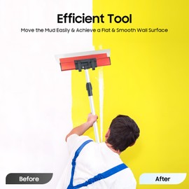 Drywall Skimming Blade Set, Stainless Steel 13",23" & 31" Skimming Blades with 34"-61" Extension Handle Pole, Professional Drywall Skimming Tools for Smoothing Wall and Ceiling, with Storage Box