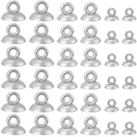 SUNNYCLUE 1 BOX 300PCS 6/8/10mm Plastic Pendant Bail Cap with Loop Silver Cover End Cup Pearl Beads Peg Bails Round Caps Charm Connector Bulk for jewellery Making Accessories Diy Beads Craft Supply