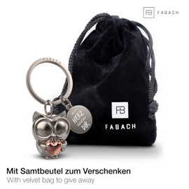 FABACH Owl Keyring Owly with Heart and Engraving - Cute Owl Keyring - Friendship and Love Lucky Charm Made of Metal for Women - My Heart Belongs to You, Rose Gold, Modern