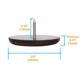 3/4“ Nail on Furniture Sliders (24 Pack) - Furnigear Heavy Duty PTFE (Teflon) Chair Leg Slider Glide Wooden Furniture Movers Move Your Furniture Easily & Safety - Best Floor Protector Brown